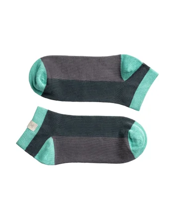 Set de sosete unisex pana la glezna - 2 perechi, Gri/Turcoaz