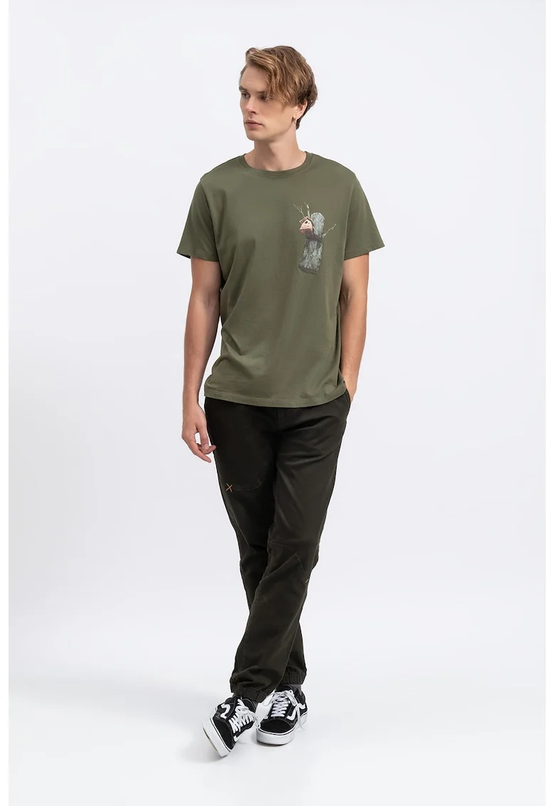 Tricou unisex cu imprimeu grafic, Kaki