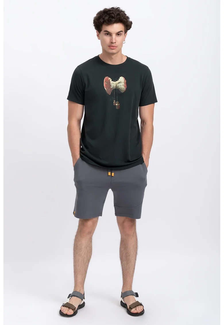 Tricou unisex cu imprimeu grafic, Negru stins