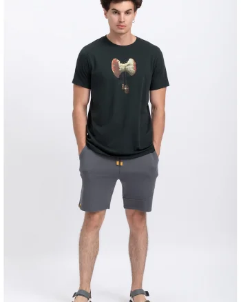 Tricou unisex cu imprimeu grafic, Negru stins