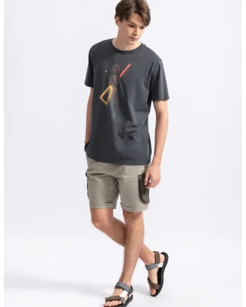 Tricou unisex cu imprimeu grafic, Gri antracit