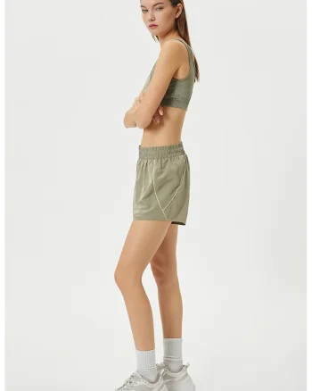 Pantaloni scurti cu talie elastica, Verde feriga