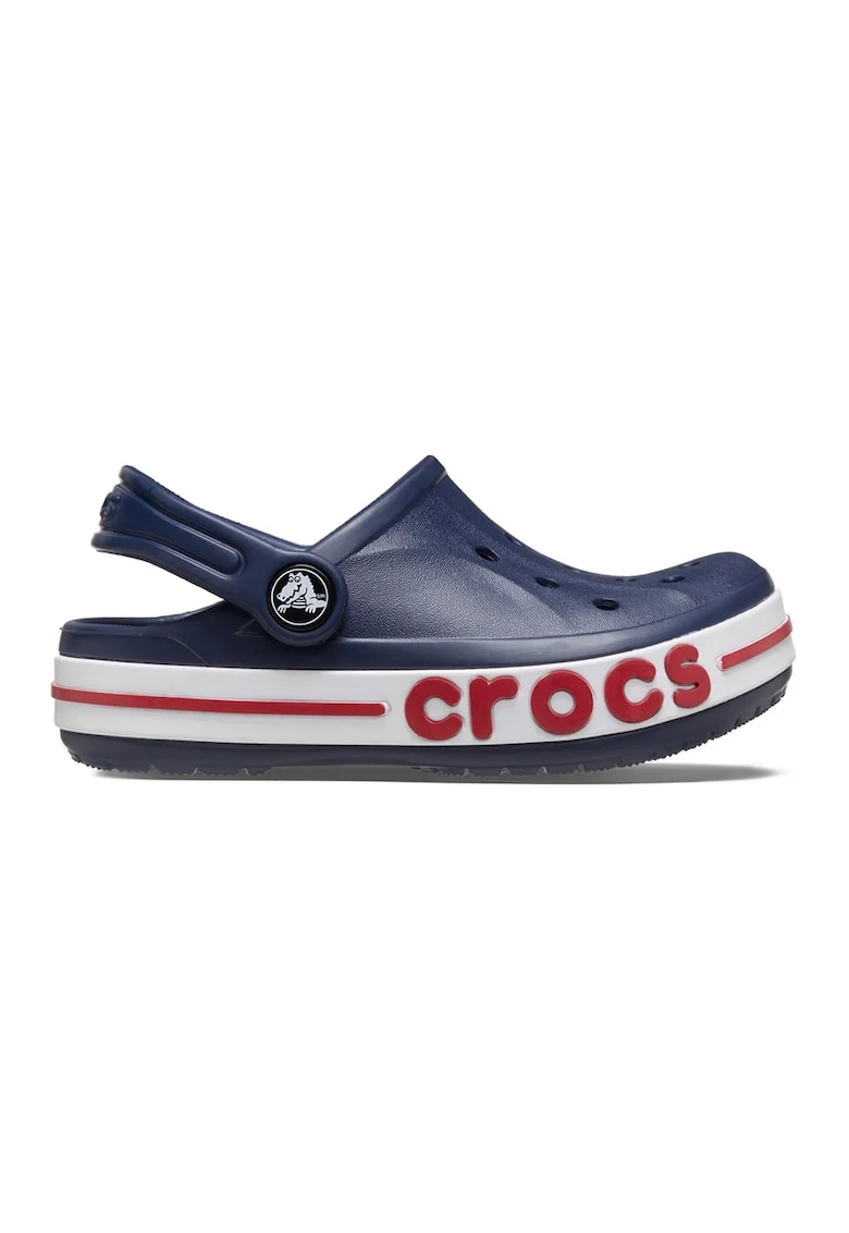 Saboti slingback cu logo in relief pe talpa, Alb/Albastru ultramarin