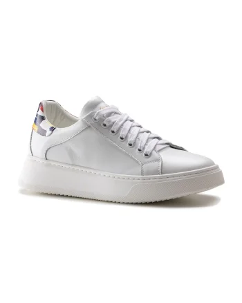 Pantofi sport de piele cu detaliu grafic, Alb