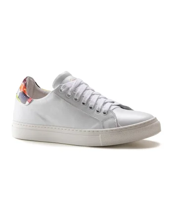 Pantofi sport de piele cu imprimeu, Alb