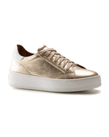 Pantofi sport de piele cu model uni, Auriu