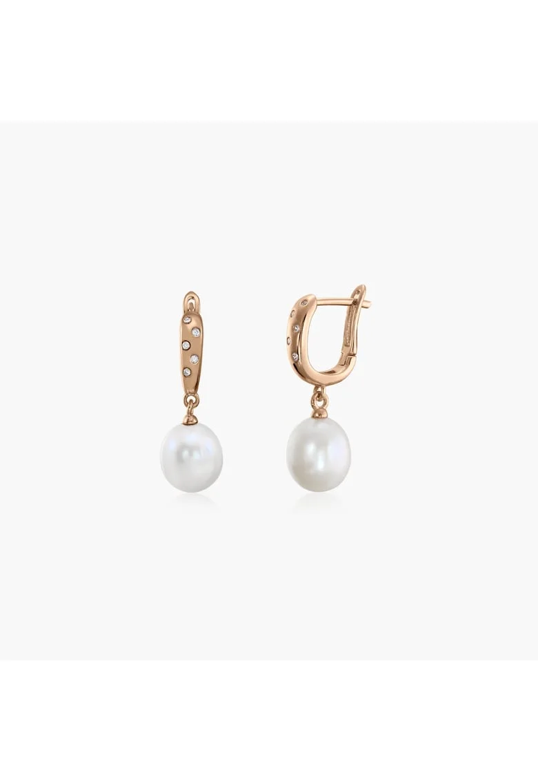 Cercei din argint Classic Pearls Rose - Perle Naturale