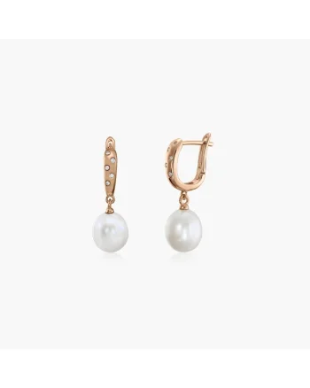 Cercei din argint Classic Pearls Rose - Perle Naturale
