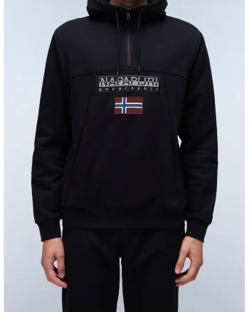 Hanorac cu fenta cu fermoar Burgee, Negru
