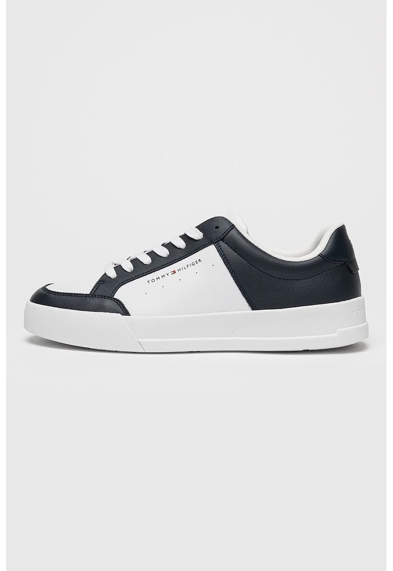 Pantofi sport cu de piele cu garnituri din material sintetic, Alb/Albastru ultramarin
