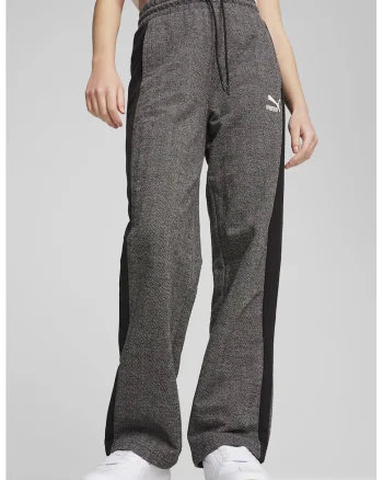 Pantaloni de trening cu talie inalta si logo, Gri inchis