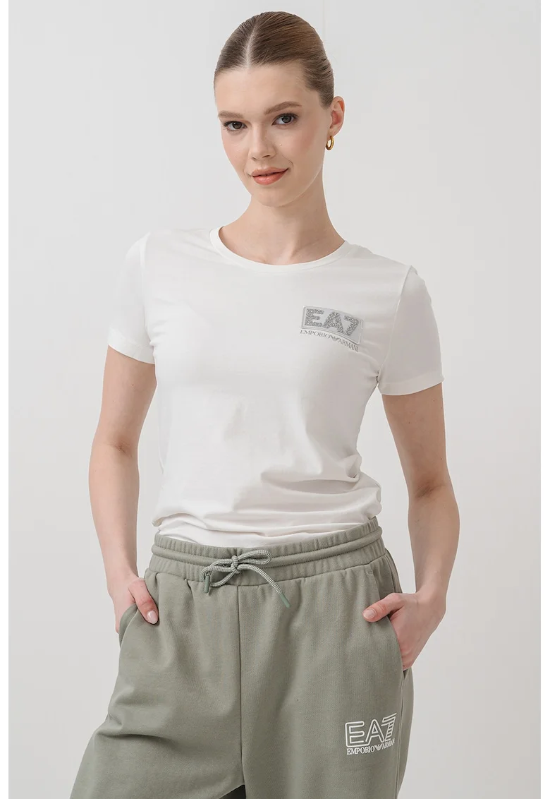 Tricou cu decolteu la baza gatului, Alb