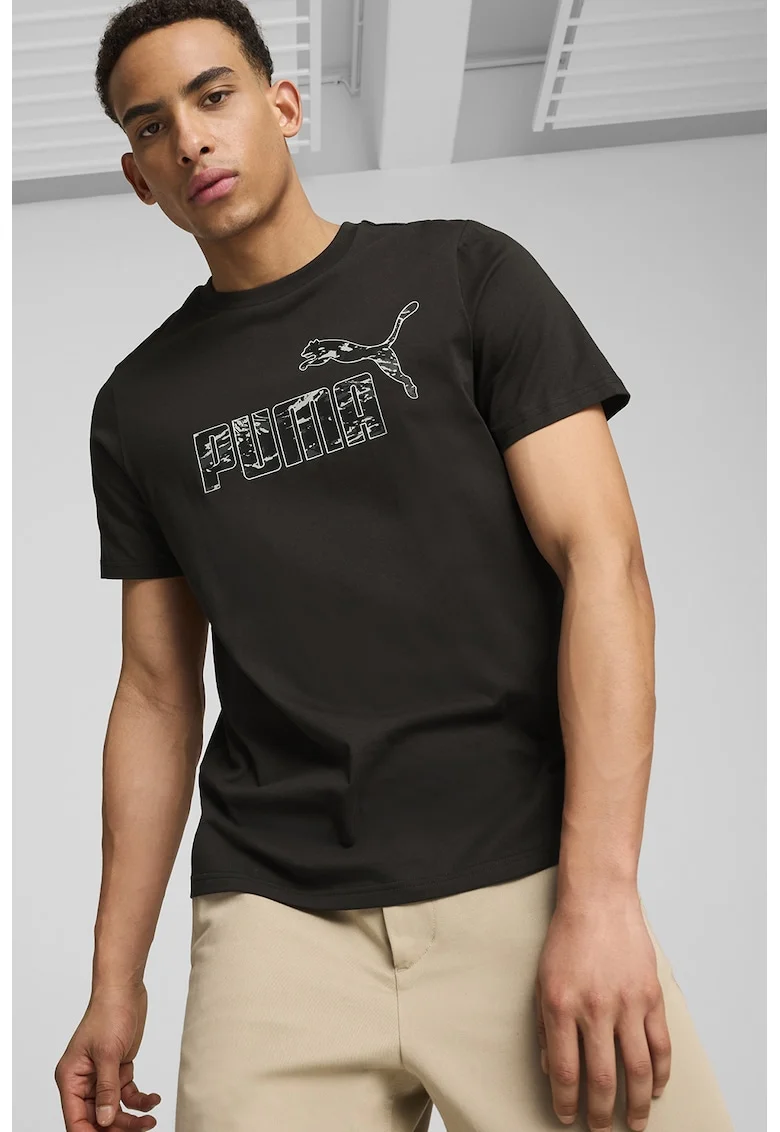 Tricou cu imprimeu logo Camo, Negru