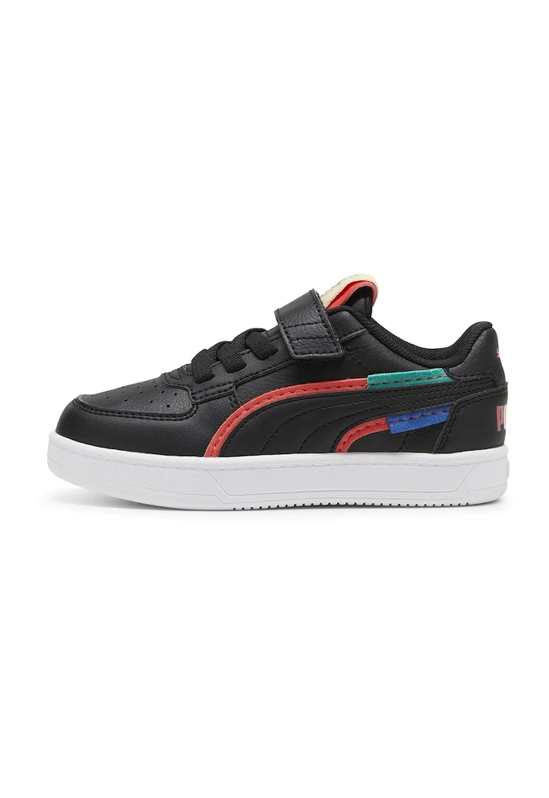 Pantofi sport de piele ecologica cu velcro Caven 2.0 Ready, Negru/Coral