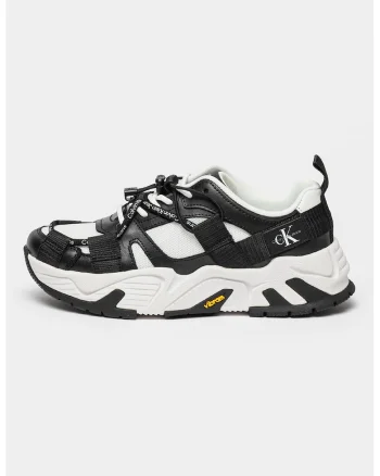 Pantofi sport cu insertii din plasa, Alb/Negru