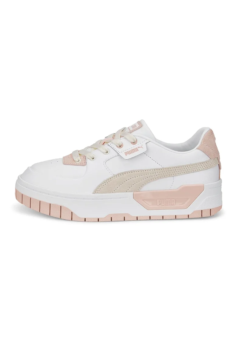 Pantofi sport cu piele intoarsa Cali Dream Colorpop, Alb/Roz somon