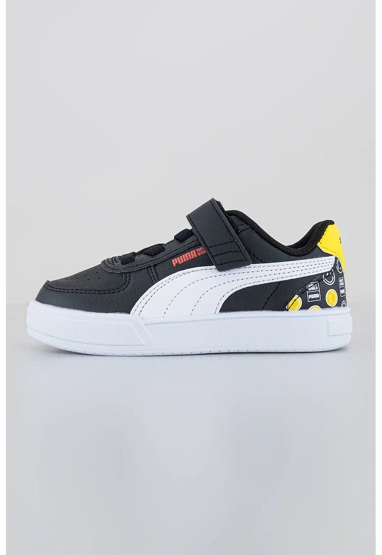 Pantofi sport cu inchidere velcro Caven Smiley World, Alb/Negru
