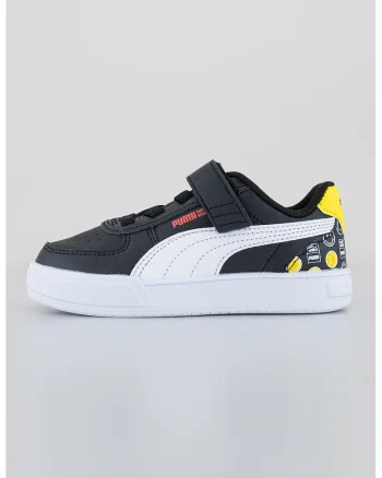 Pantofi sport cu inchidere velcro Caven Smiley World, Alb/Negru