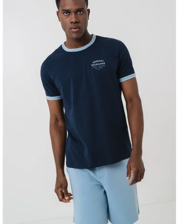 Tricou cu decolteu la baza gatului, Bleumarin