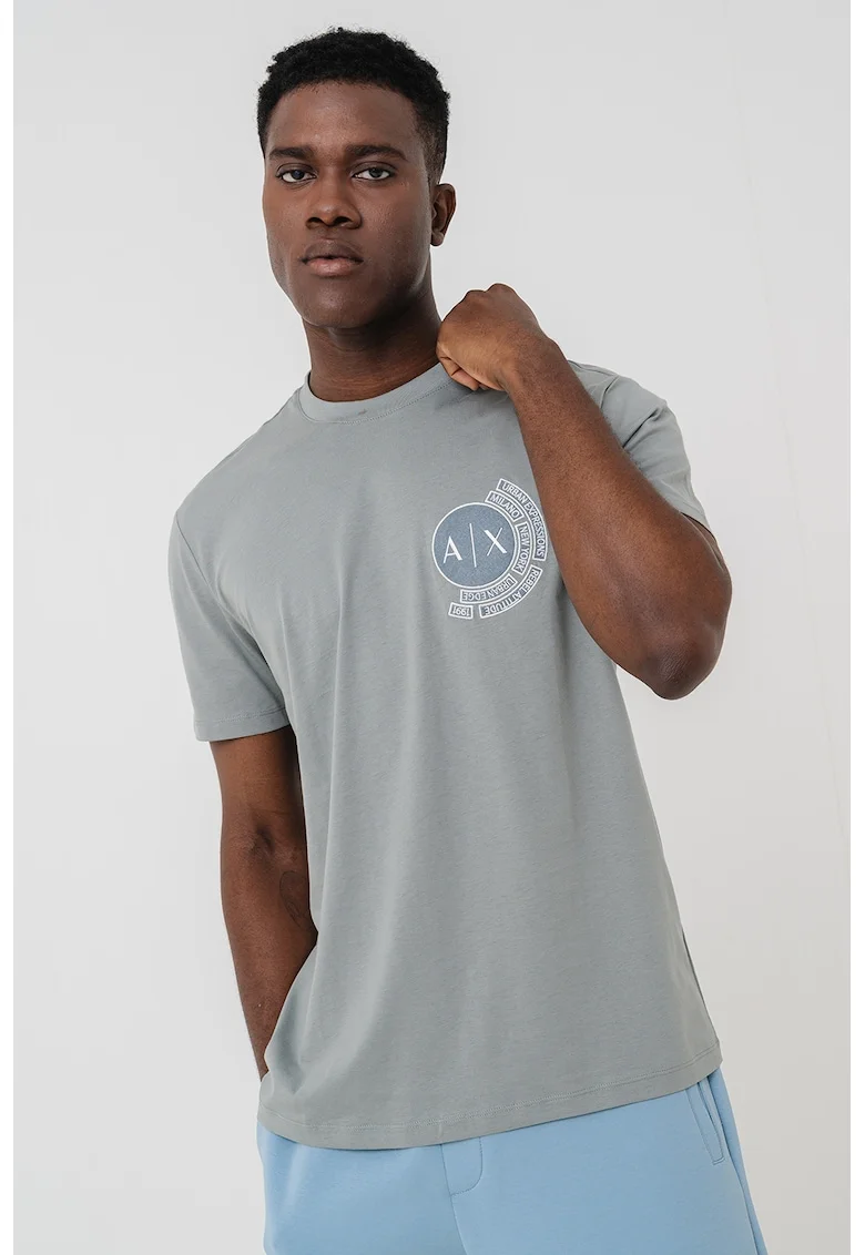 Tricou regular-fit cu imprimeu logo pe piept, Verde pal