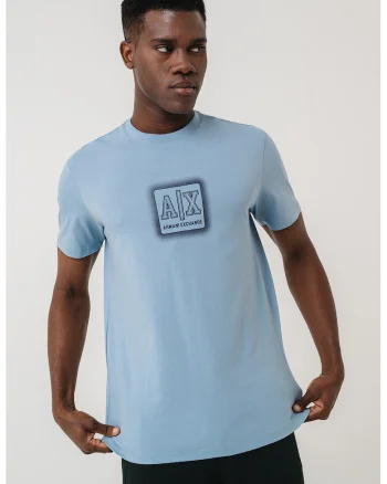Tricou din bumbac cu imprimeu logo, Albastru pastel