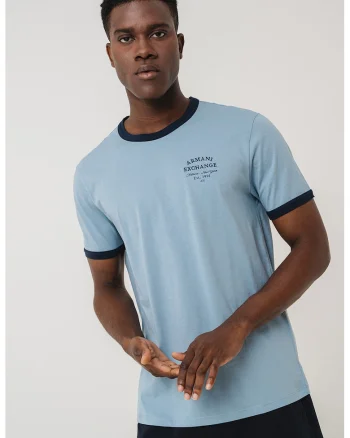 Tricou cu decolteu la baza gatului, Albastru prafuit