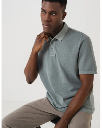 Tricou polo cu logo discret, Verde sparanghel