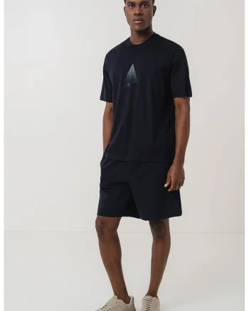 Tricou cu imprimeu grafic pe partea din fata, Bleumarin
