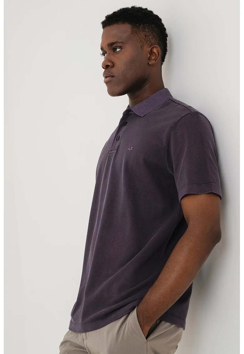 Tricou polo cu logo discret, Violet deschis
