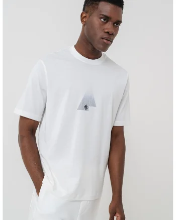 Tricou cu imprimeu grafic pe partea din fata, Negru/Alb optic
