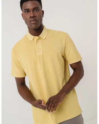 Tricou polo cu logo discret, Galben sofran