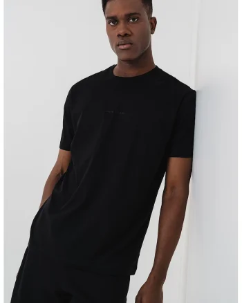 Tricou regular-fit cu model uni, Negru