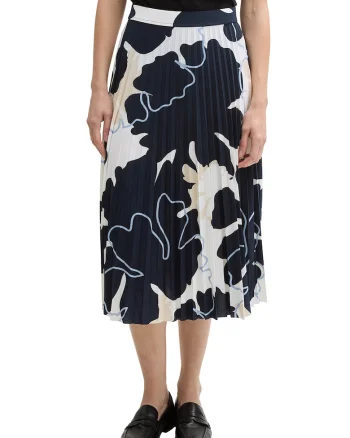 Fusta midi cu pliuri, Negru/Crem