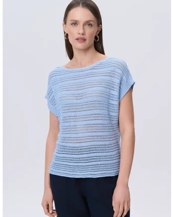 Bluza crosetata cu perforatii, Albastru pastel