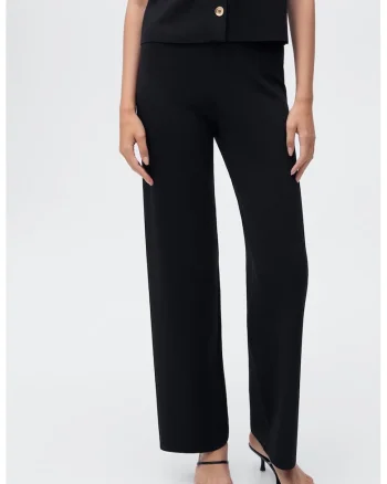 Pantaloni drepti tricotati, Negru