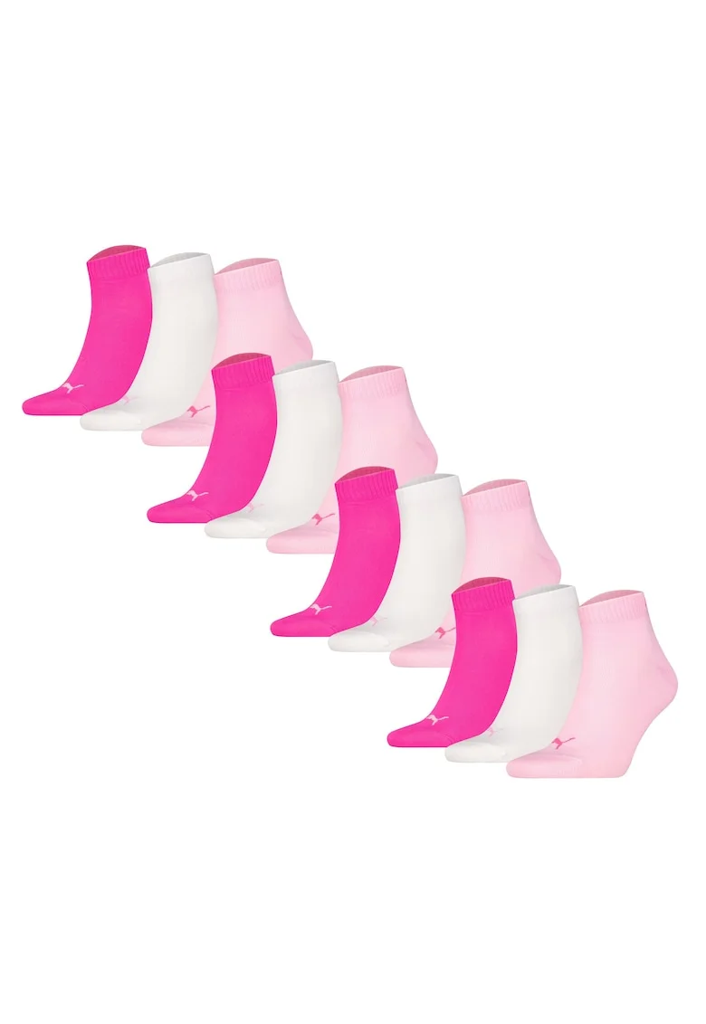 Set de sosete scurte unisex - 12 perechi, Alb/Roz