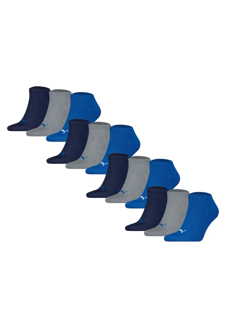 Set de sosete unisex pana la glezna - 12 perechi, Gri melange/Albastru