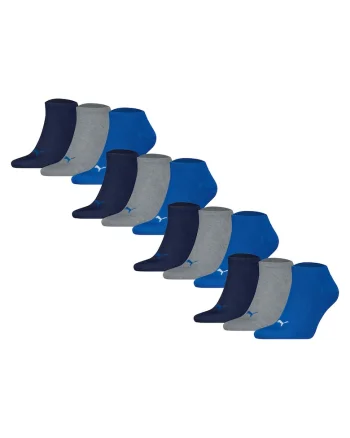 Set de sosete unisex pana la glezna - 12 perechi, Gri melange/Albastru