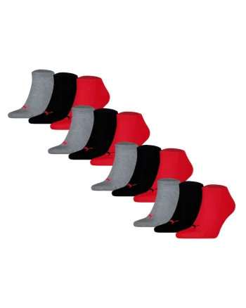 Set de sosete unisex pana la glezna - 12 perechi, Rosu/Negru/Gri