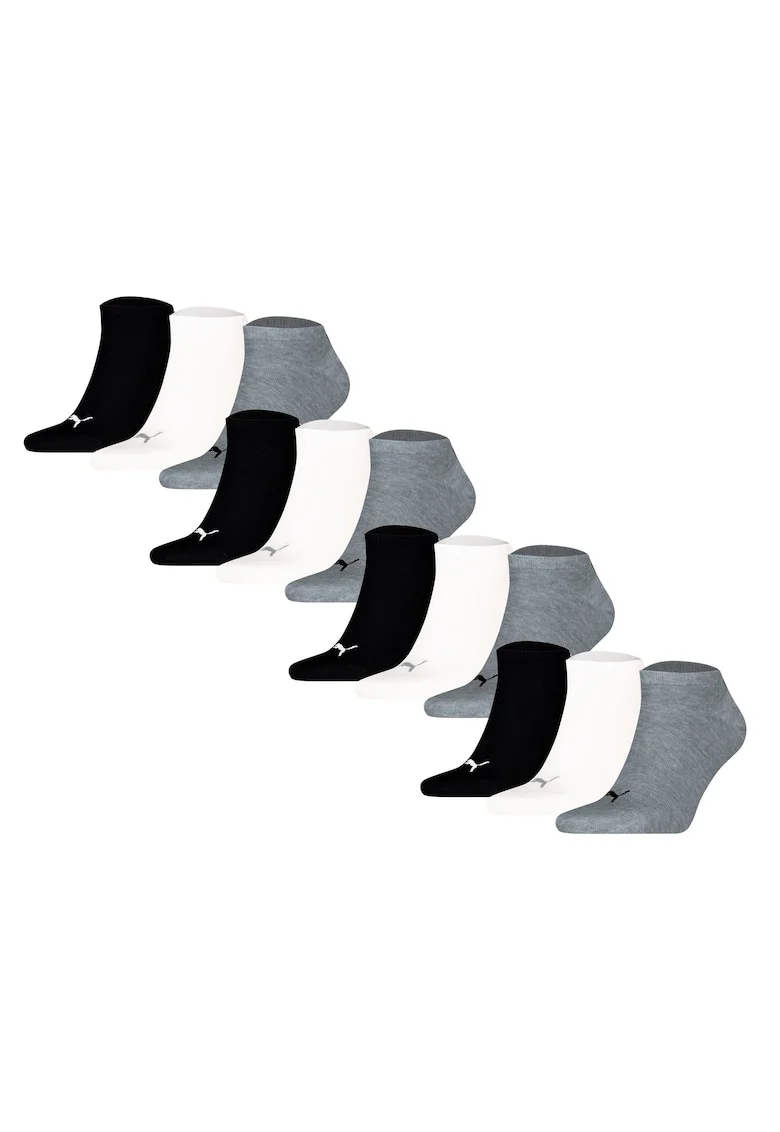Set de sosete unisex pana la glezna - 12 perechi, Alb/Negru/Gri