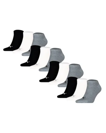Set de sosete unisex pana la glezna - 12 perechi, Alb/Negru/Gri