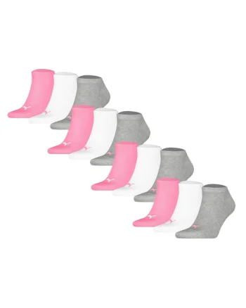 Set de sosete unisex pana la glezna - 12 perechi, Alb/Gri/Roz