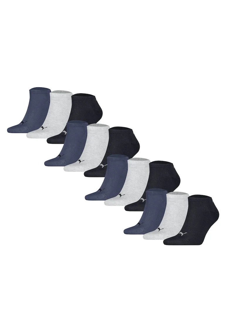 Set de sosete unisex pana la glezna - 12 perechi, Gri/Albastru