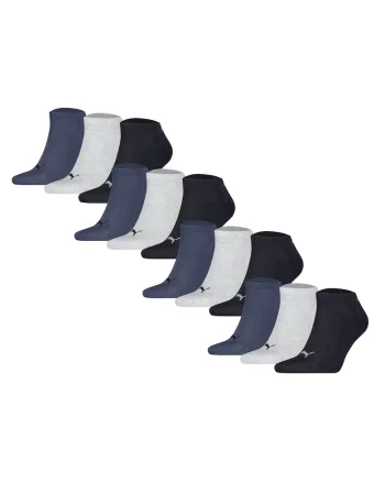 Set de sosete unisex pana la glezna - 12 perechi, Gri/Albastru