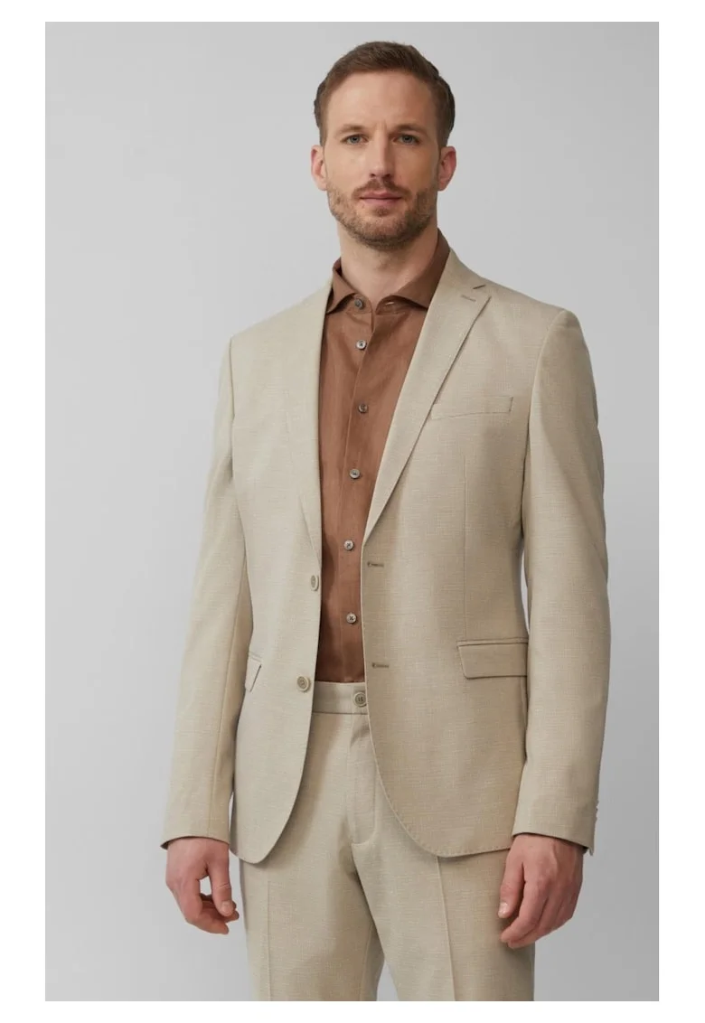 Sacou barbati cu model fin si croiala Regular Fit, Maro deschis