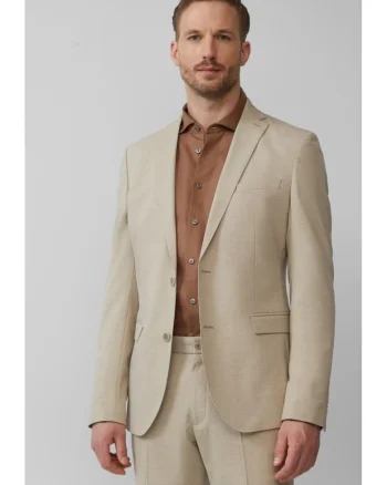 Sacou barbati cu model fin si croiala Regular Fit, Maro deschis