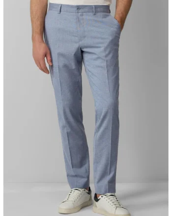 Pantaloni costum barbati cu model fin si croiala Regular Fit, Albastru