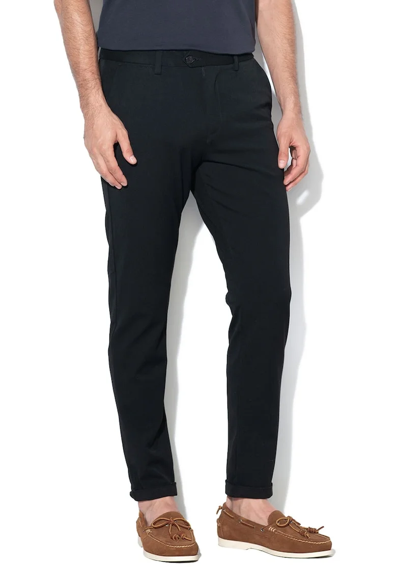 Jack&Jones, Pantaloni chino slim fit cu buzunare oblice Marco, Negru
