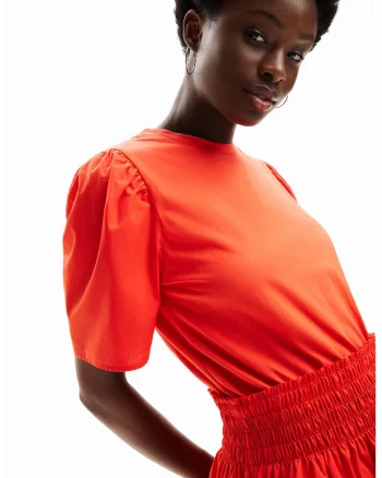 Rochie midi cu buzunare laterale, Portocaliu mandarina