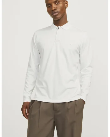 Bluza polo din amestec de bumbac organic, Alb